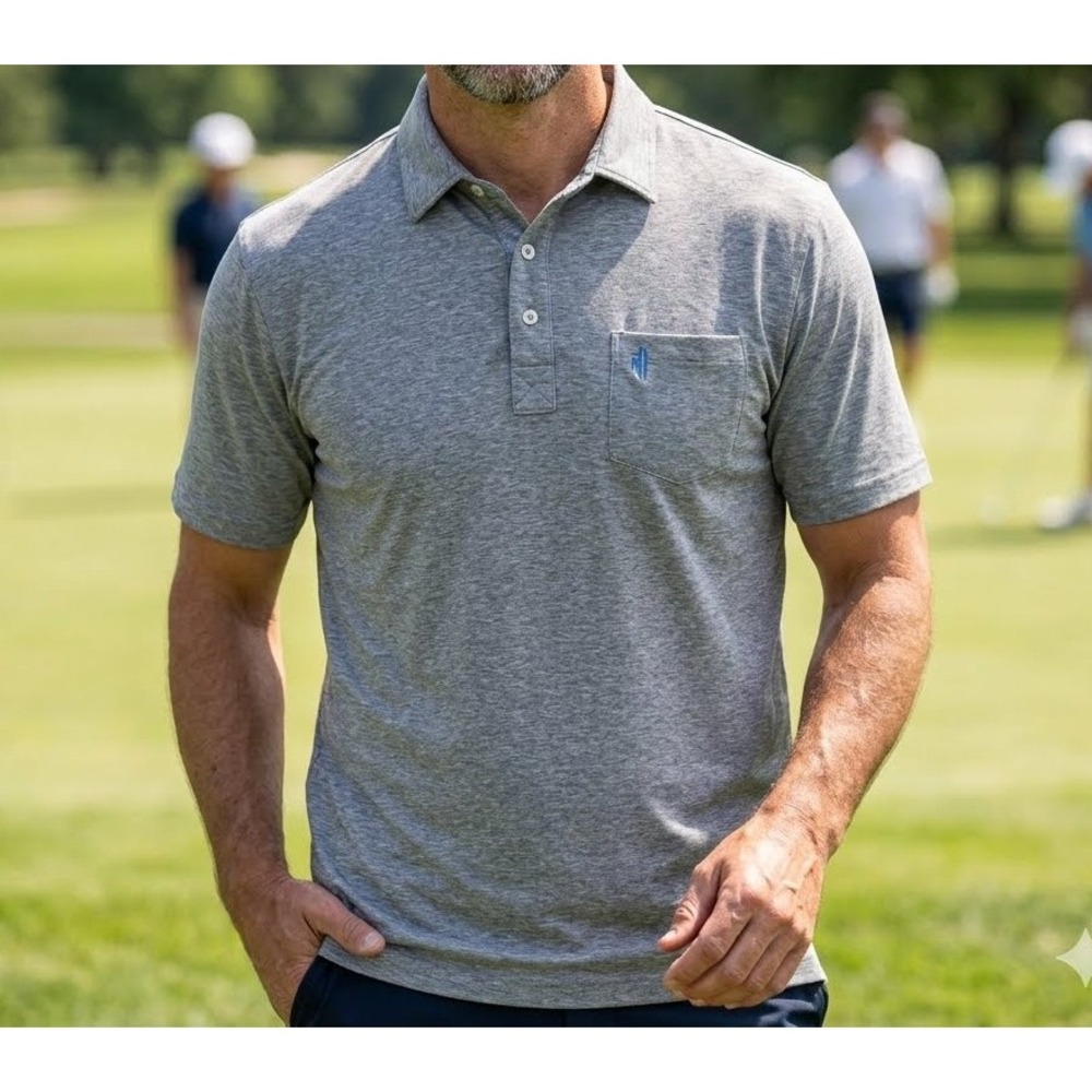 Preppy Golf Johnnie-O Heathered Original 2.0 4-Button Polo Shirt Men's Size M